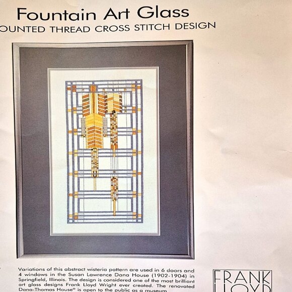 Counted Cross-Stitch  embroidery  kit-Fountain Art Glass - Frank Lloyd Wright - Picture 1 of 5